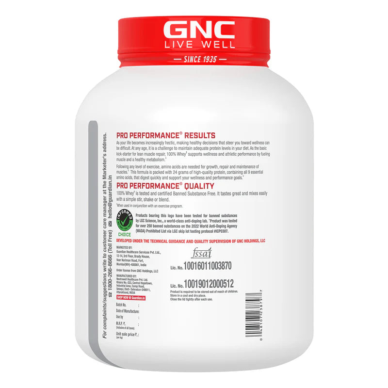 GNC Pro Performance 100% Whey Protein Powder 4 Lbs