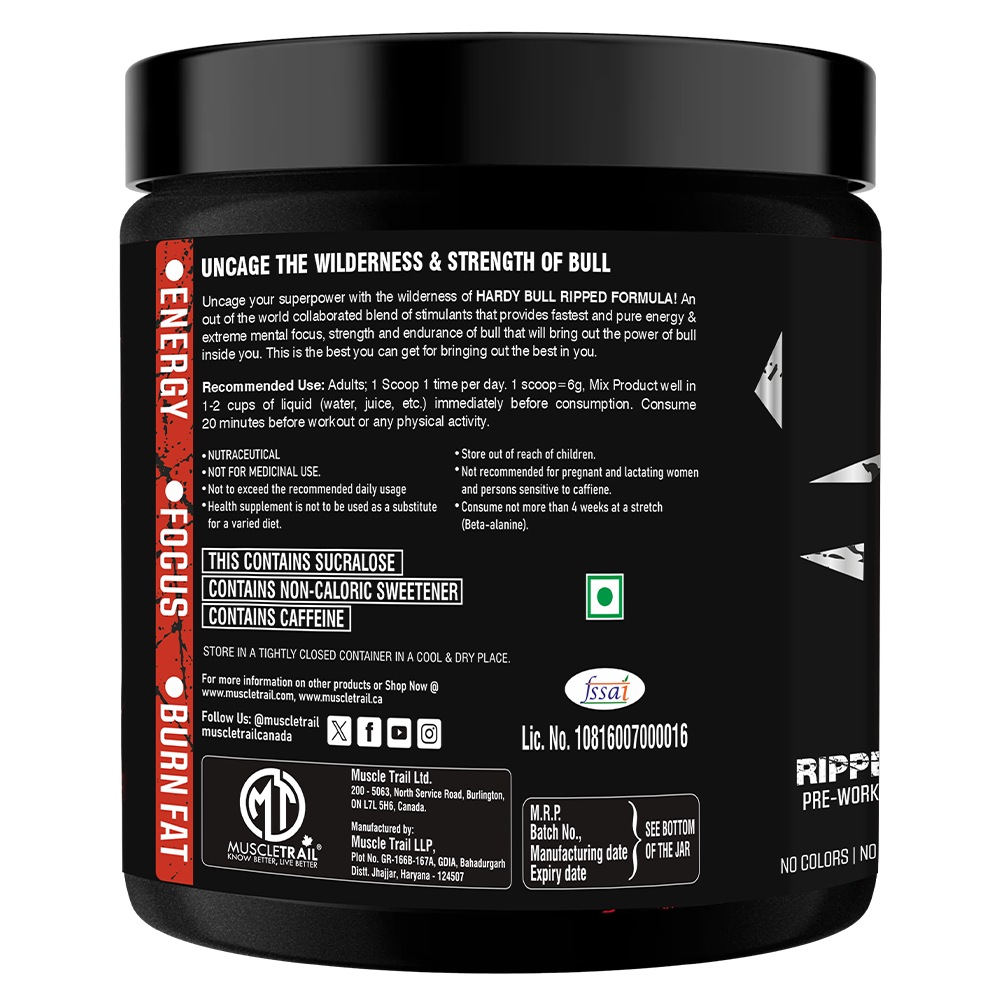 Muscle Trail Hardy Bull Ripped Pre-Workout 180g – 30 Servings
