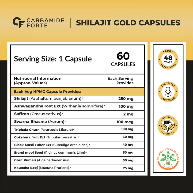 Carbamide Forte Shilajit Gold for Men 60 capsules