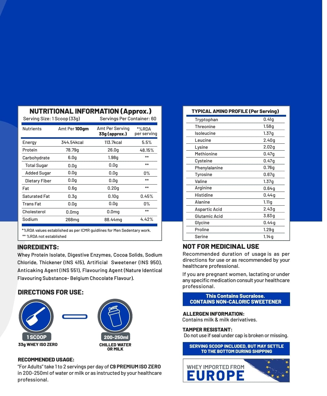 C9 Nutrition ISO Zero chocolate protein tub