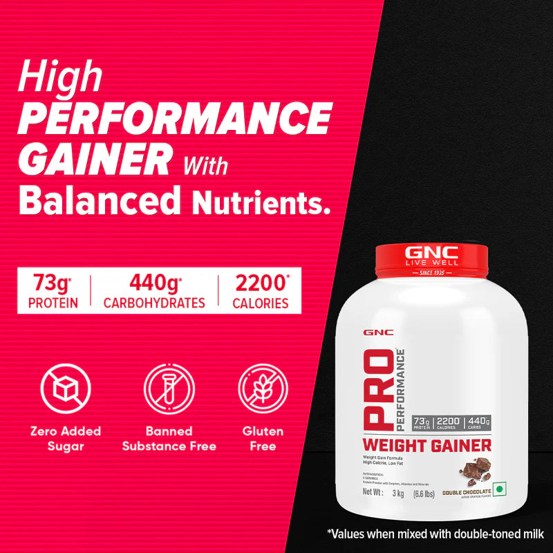 GNC Pro Performance Weight Gainer Weight Gainers/Mass Gainers (3kg, Double Chocolate)