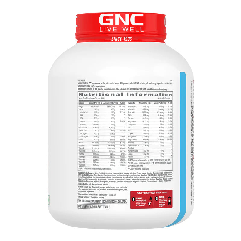GNC Pro Performance Weight Gainer Weight Gainers/Mass Gainers (3kg, Double Chocolate)