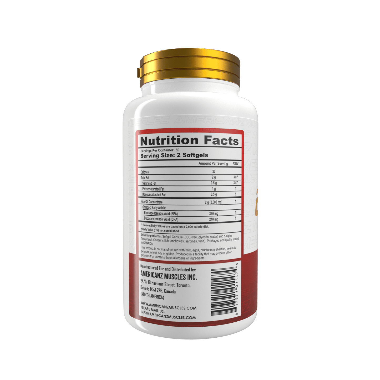 AMERICANZ MUSCLES OMEGA-3 FISH OIL 100 SOFTGELS-2