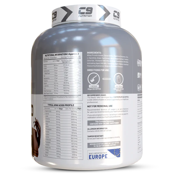 C9 Nutrition ISO Ripped Whey Protein Isolate 2kg-3