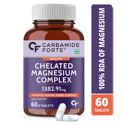 Carbamide Forte Chelated Magnesium Supplement – 60 Veg Tablets for Muscle, Sleep & Energy