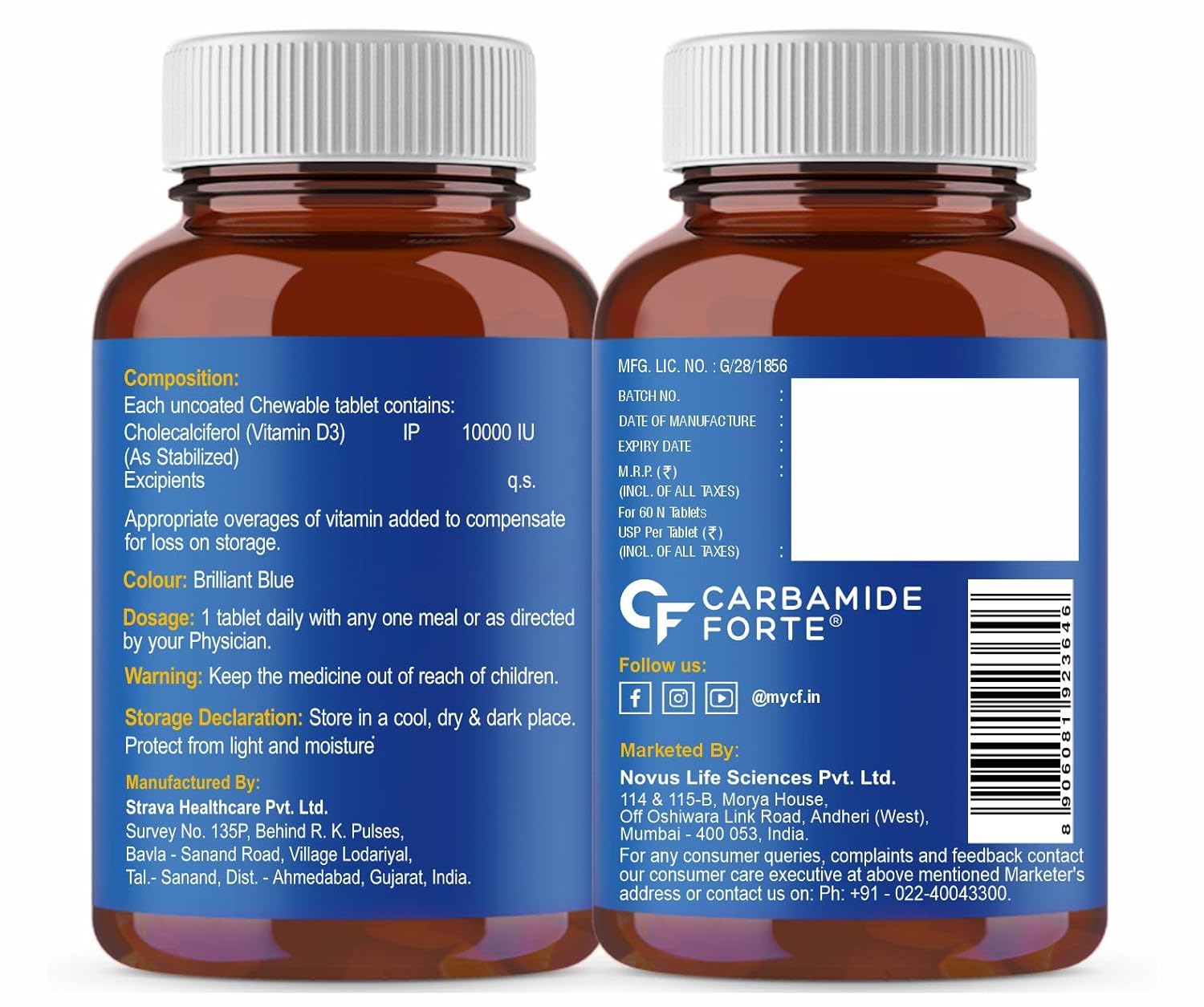 Carbamide Forte Chewable Vitamin D Supplement - Orange Flavour