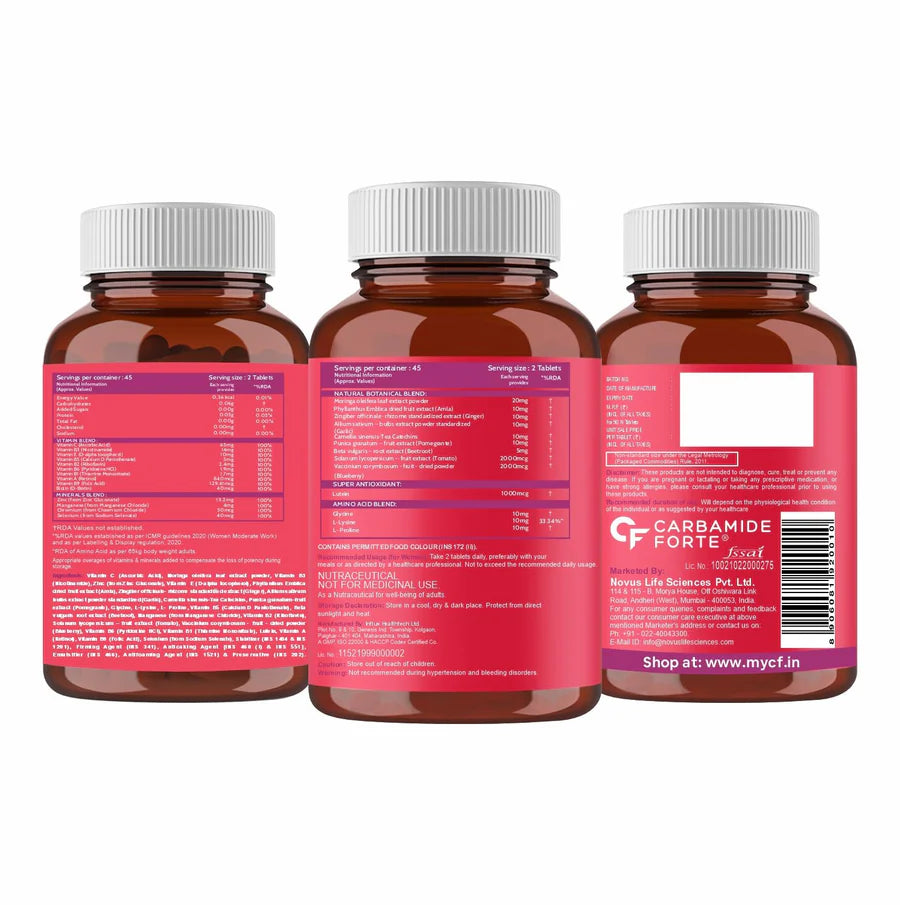 Carbamide Forte 100% Veg Collagen Builder, 90 Tablets | Plant Based Collagen Support Supplement for Skin & Hair-8