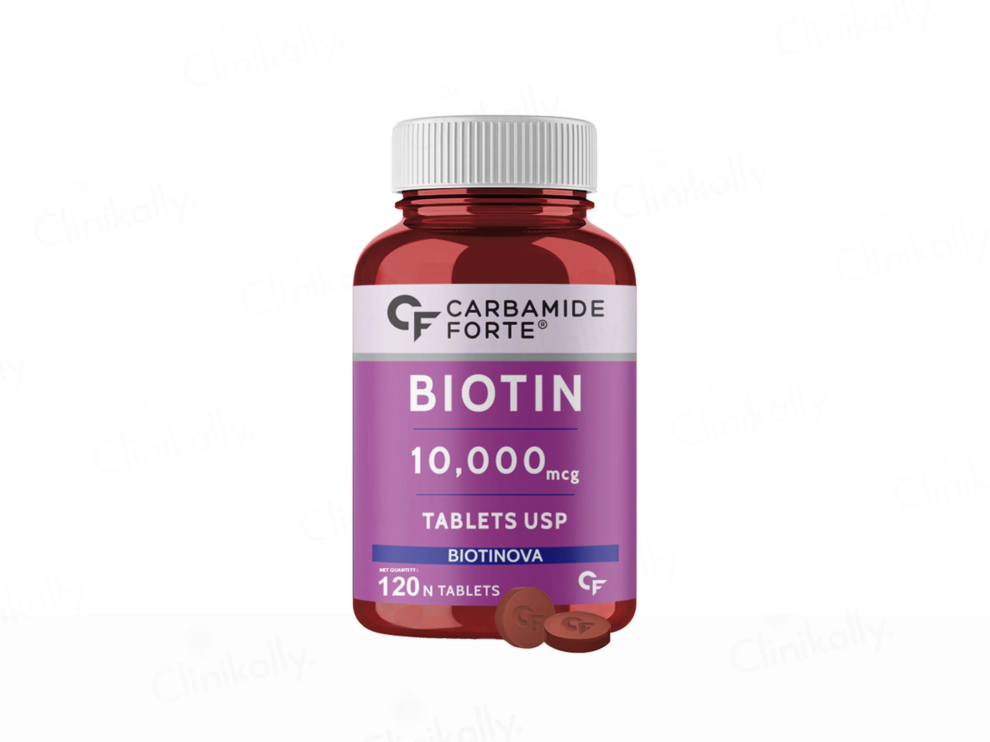 Carbamide Forte Biotin 10000mcg for Hair Growth, Skin & Nails - 120 Veg Tablets-1