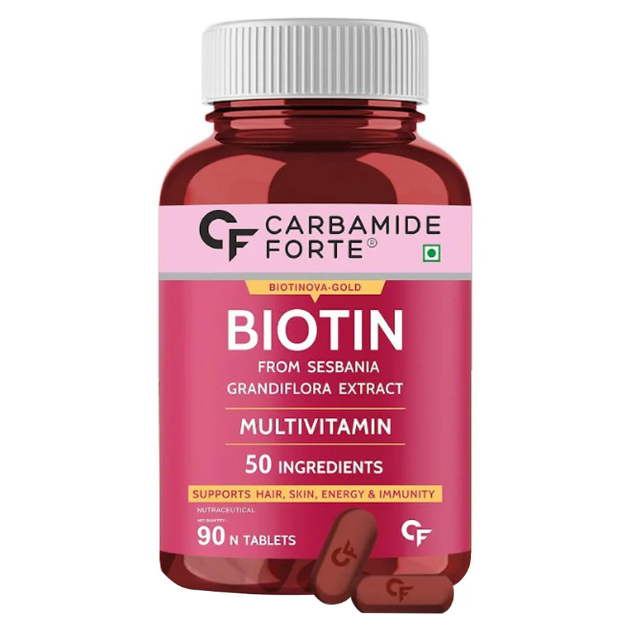 Carbamide Forte Biotin Supplement with 50 Multivitamin Ingredients for Women & Men - 90 Veg Tablets-1