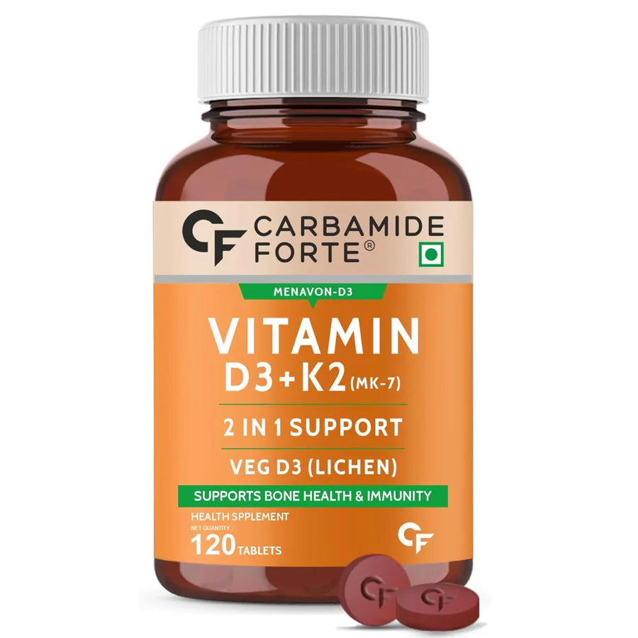 Carbamide Forte Vitamin D3 K2 | Supplement for Bone & Heart Health | 120 Veg Tablets - 1