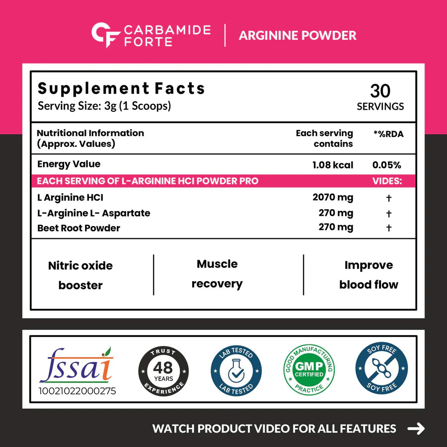 Carbamide Forte L-Arginine Powder 3000mg – 90g – Pre-workout Pump
