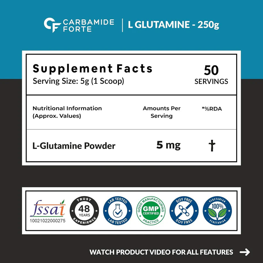 Carbamide Forte L-Glutamine Powder – 250 Grams – Muscle Recovery