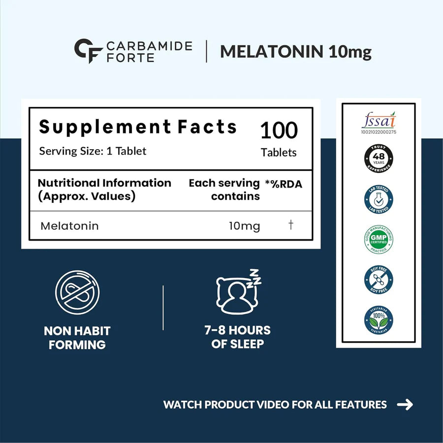 Carbamide Forte Melatonin 100 Tablets – Sleep Support and Relaxation