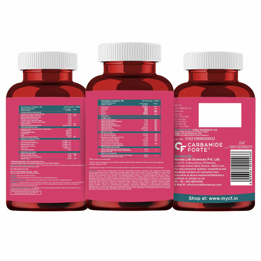 Carbamide Forte Multivitamin for Women – 100 Tablets – Health, Energy & Immunity Support