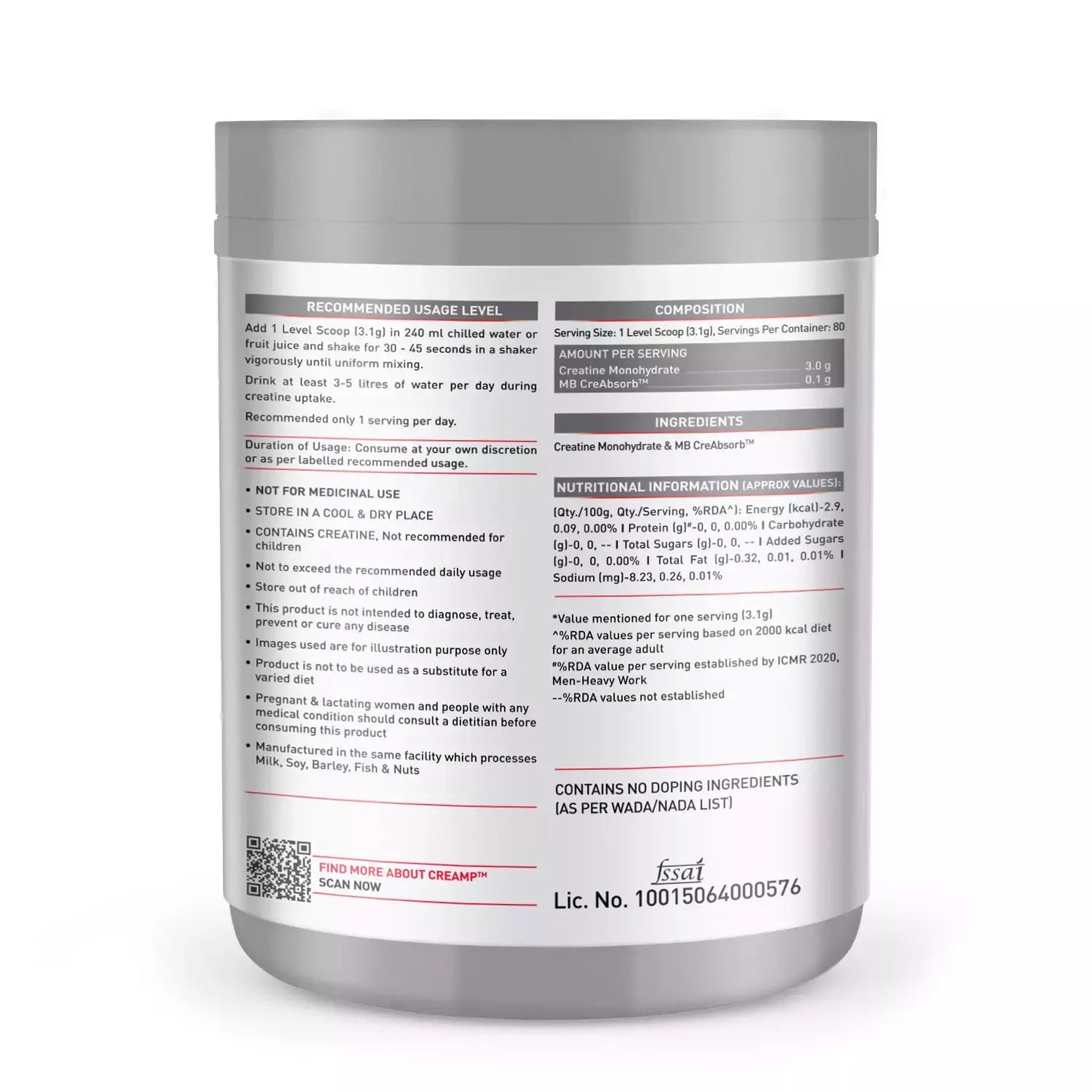 MuscleBlaze Micronised Creatine Monohydrate CreAMP Powder - 6