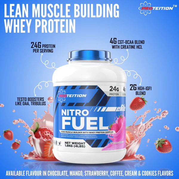 Proteition Whey Protein for Lean Muscle Building – Nitro Fuel 4 Lbs Jar