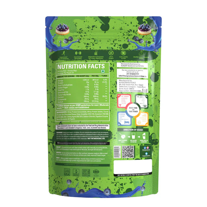 Hungry Muscles Pro Whey Protein 1KG 30 Servings Supplement