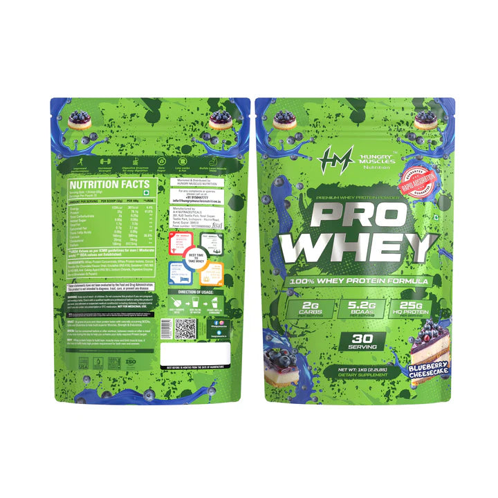 Hungry Muscles Pro Whey Protein 1KG 30 Servings Supplement