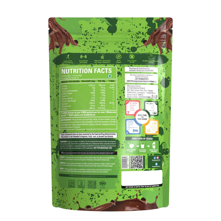 Hungry Muscles Pro Whey Protein 1KG 30 Servings Supplement