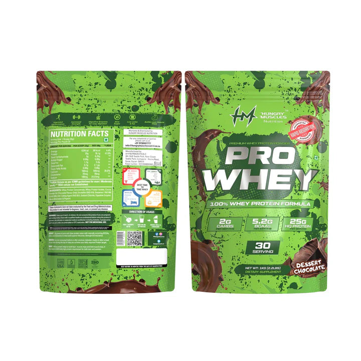 Hungry Muscles Pro Whey Protein 1KG 30 Servings Supplement