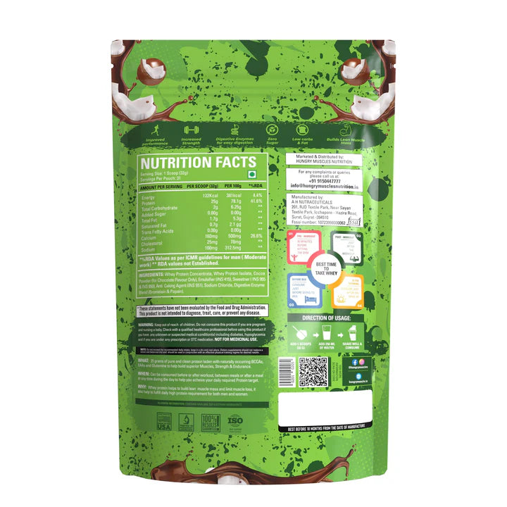 Hungry Muscles Pro Whey Protein 1KG 30 Servings Supplement