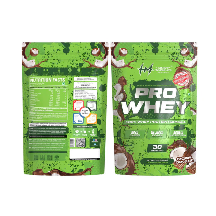 Hungry Muscles Pro Whey Protein 1KG 30 Servings Supplement