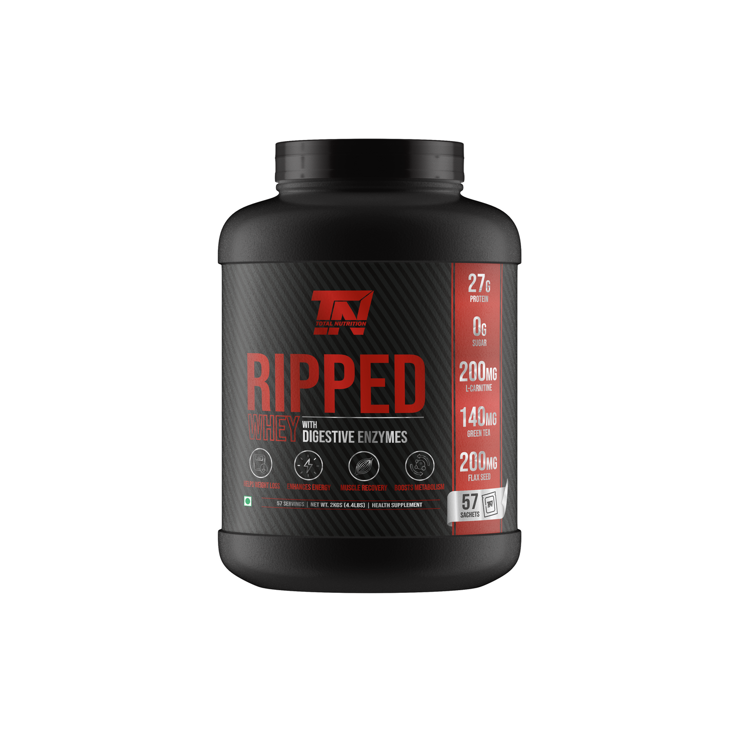 Total Nutrition Ripped Whey 4.4 Lb-4.4
