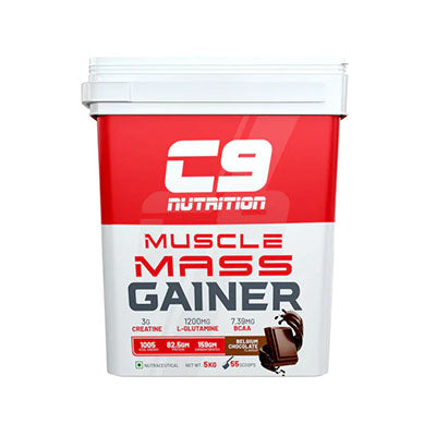 C9 Nutrition Muscle Mass Gainer – 5Kg Belgium Chocolate Flavour for Weight & Muscle Gain
