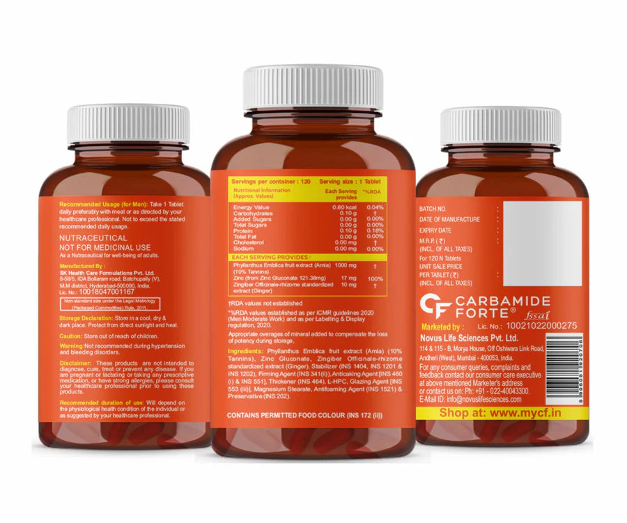 Carbamide Forte Vitamin C with Amla – 120 Veg Tablets – Immunity & Skin Support