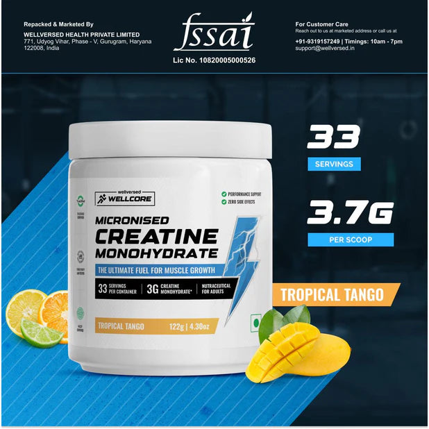 Wellcore - Pure Micronised Creatine Monohydrate | Tropical Tango (122g, 33 Servings)-4