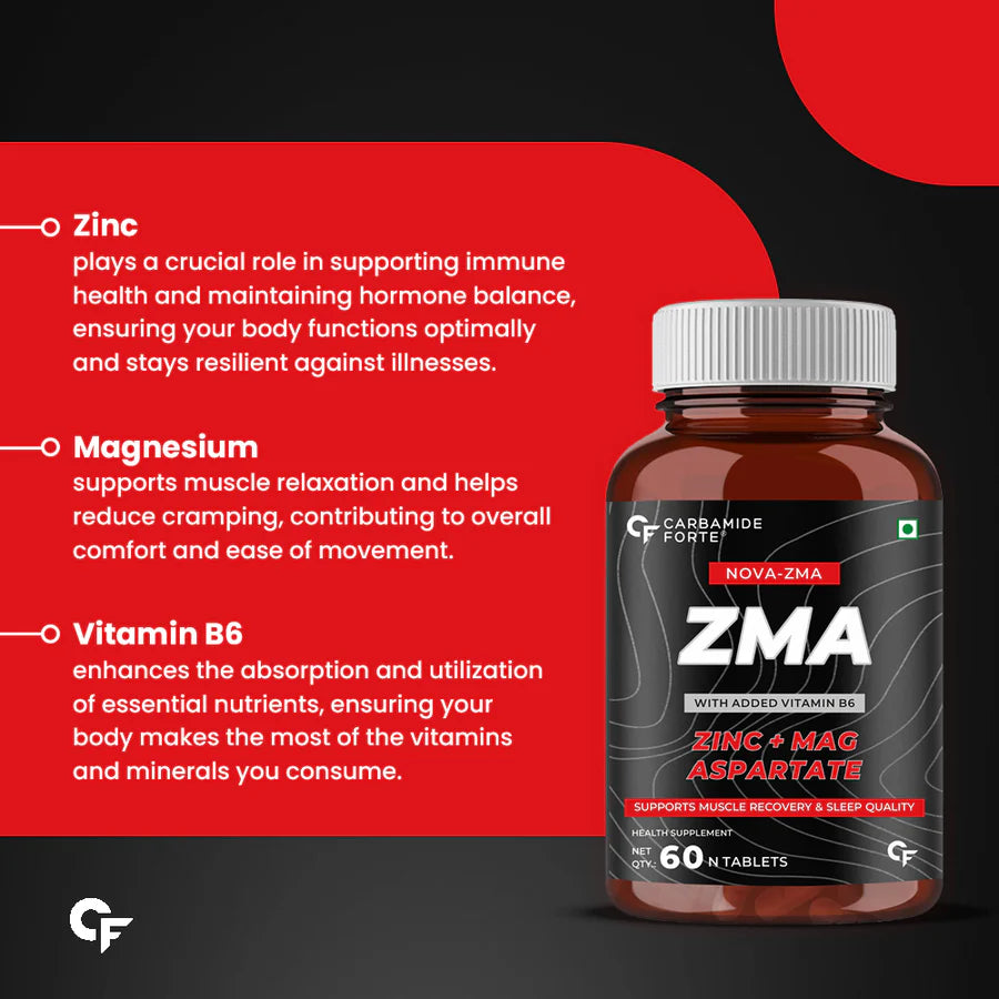 Carbamide Forte ZMA and Zinc Supplement – 60 Tablets – Men’s Strength & Sleep
