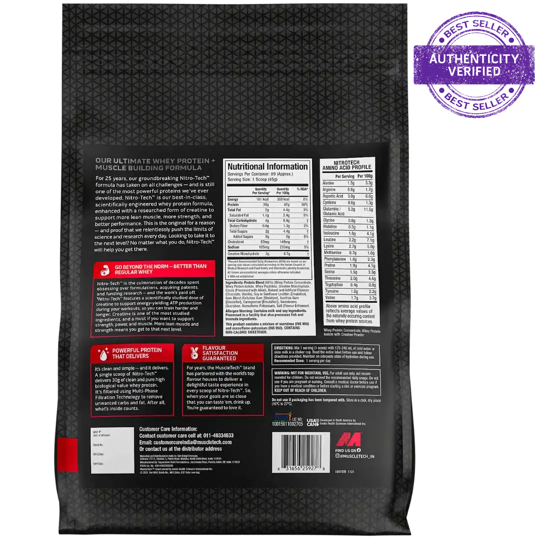 MuscleTech NitroTech Whey Protein Powder 4Kg Bag
