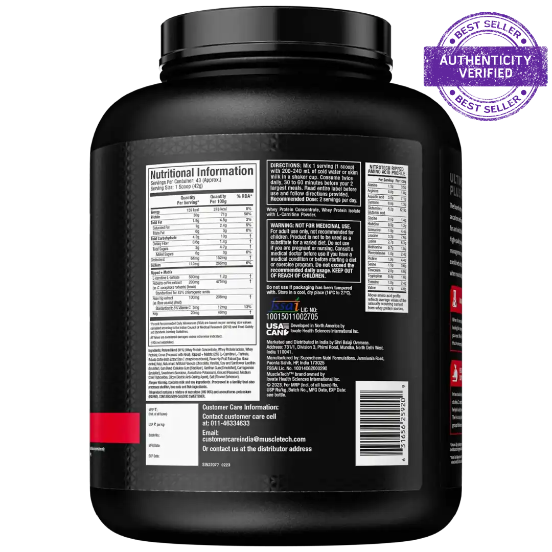 Muscletech Nitro-Tech Ripped Whey Protein Powder