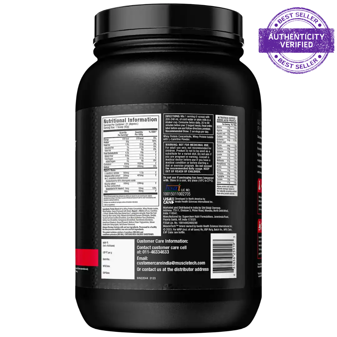 Muscletech Nitro-Tech Ripped Whey Protein Powder