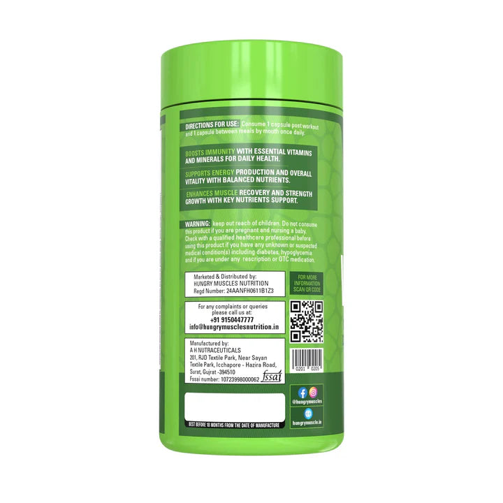 Hungry Muscles Multi-Vitamins 26 Vitamins Minerals Amino Acids Antioxidants 60 Capsules