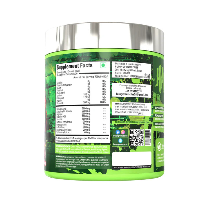 Hungry Muscles Havoc Pre-Workout 30 Servings 300Gm