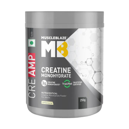 MuscleBlaze Micronised Creatine Monohydrate CreAMP Powder, Unflavoured (80 Servings, 250g)