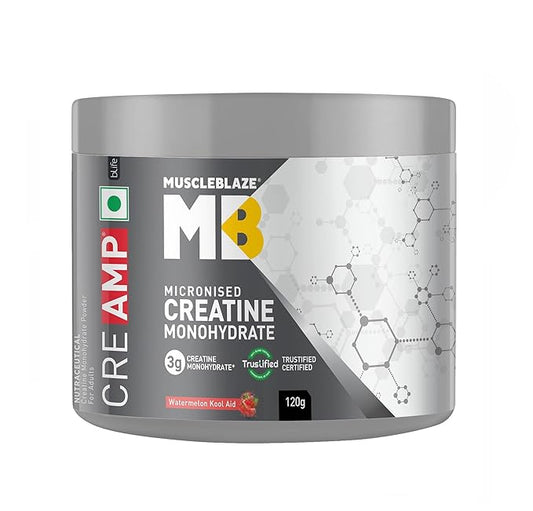 MuscleBlaze Micronised Creatine Monohydrate CreAMP Powder, Watermelon Kool Aid (30 Servings, 120g)