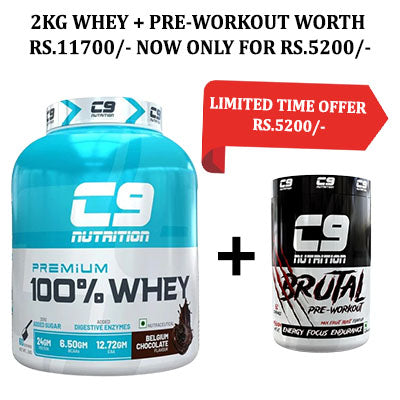 C9 NUTRITION 100% WHEY 2KG + PRE- WORKOUT 450GM OFFER