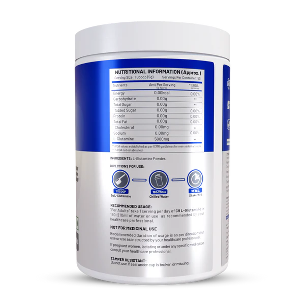 C9 Nutrition L-Glutamine Powder 250g | 50 Servings |-3