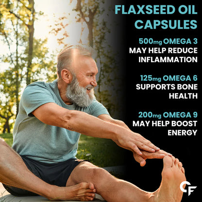 Carbamide Forte Cold Pressed Flaxseed Oil Omega - 3 6 & 9 Capsules (1000mg) for Men and Women | Highest absorption of essential fatty acids | Supports Heart, Joints and Digestion - 120 Capsules