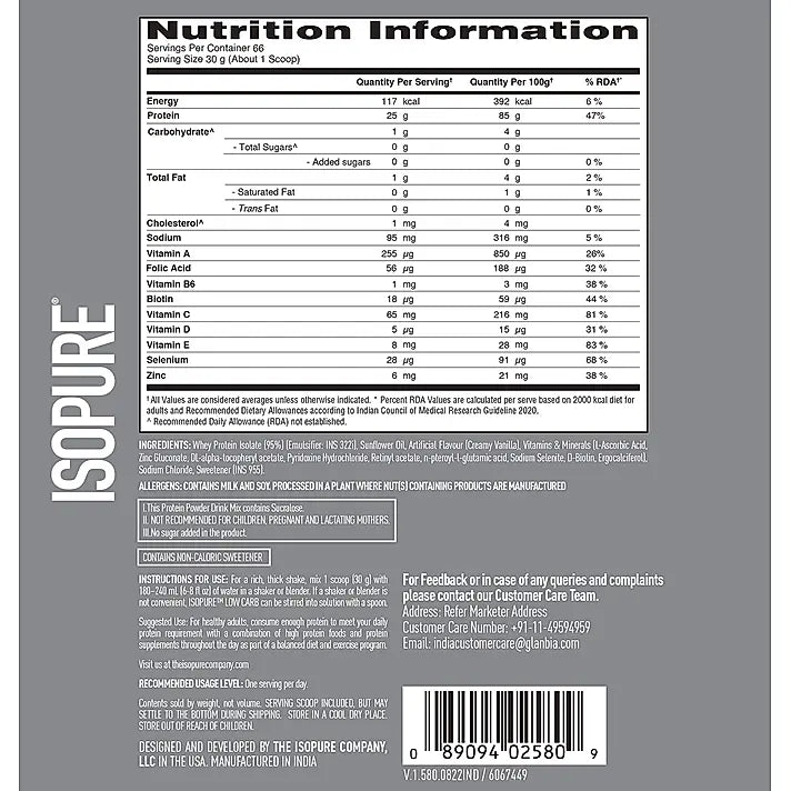 Isopure Creamy Vanilla-2kg/4.4lb-4