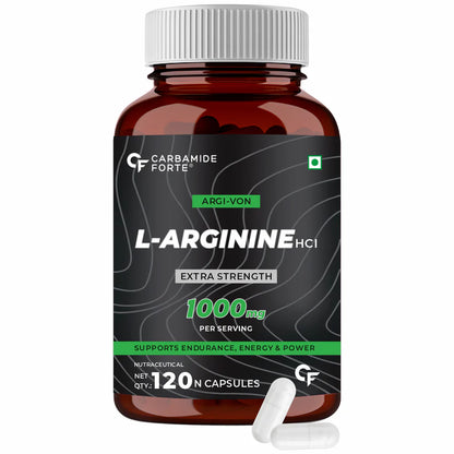 Carbamide Forte L Arginine 1000mg Supplement | Supports Nitric Oxide Production | Nitric Oxide supplements For Men and women | Extra Strength | Muscle relaxation | 120 Veg Capsules