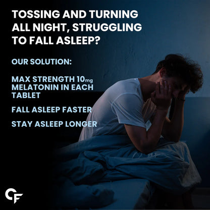 Carbamide Forte Melatonin 10 mg Sleeping Pills with Tagar 250 mg | Sleep Supplement for Men & Women | Melatonin Tablet for Restful Deep Sleeps - 100 Veg Tablets.