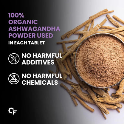 Carbamide Forte Organic Ashwagandha 1000mg Tablets | Stress & Anxiety Relief Tablets |Ashwagandha Powder tablet 1000 mg | Rejuvenates Mind & Body - 60 Organic Ashwagandha Tablets