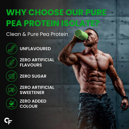 Carbamide Forte Pea Protein Isolate 30g per serving | Plant based Protein Powder Isolate with 4.8g BCAA | 100% Pure Unflavoured Plant Pea Protein Powder - 500g