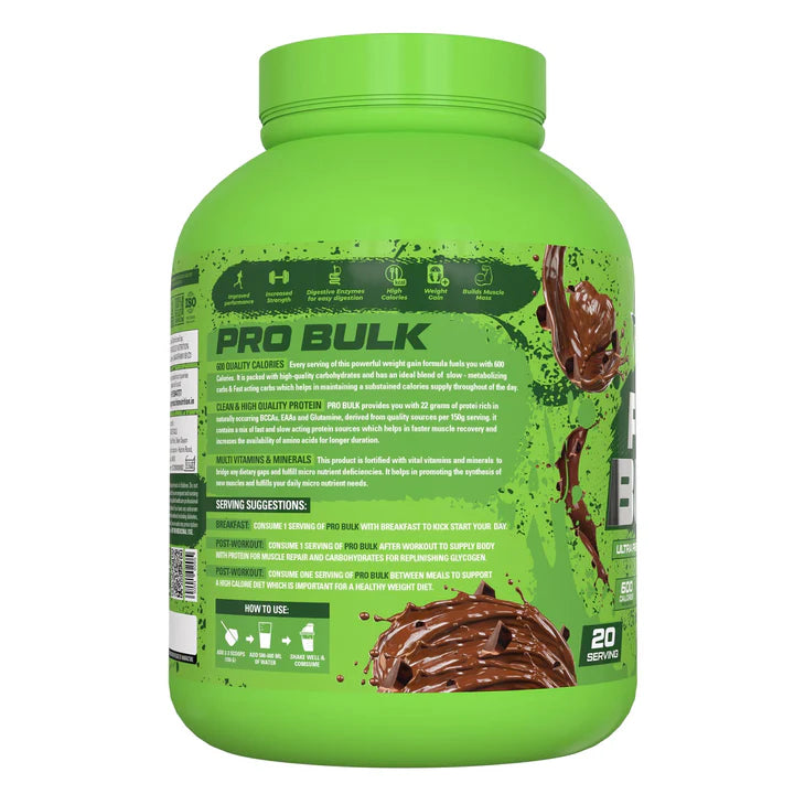 Hungry Muscles Pro Bulk - Weight Gainer 20 Servings 3KG (6.6LBS) Swiss Chocolate Flavour