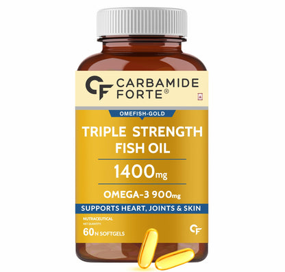 Carbamide Forte Triple Strength Fish Oil 1400mg with Omega 3 900mg for Men & Women - 60 Softgel Capsules