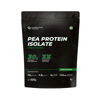 Carbamide Forte Pea Protein Isolate 30g per serving | Plant based Protein Powder Isolate with 4.8g BCAA | 100% Pure Unflavoured Plant Pea Protein Powder - 500g