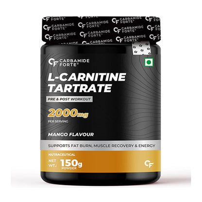 Carbamide Forte L Carnitine Powder for Men & Women | L-Carnitine L Tartrate 2000mg Supplement For Women & Men | L Carnitine Powder Pre Workout, Intra Workout & Post Workout Supplement | L Carnitine Supplement Mango Flavour - 150g